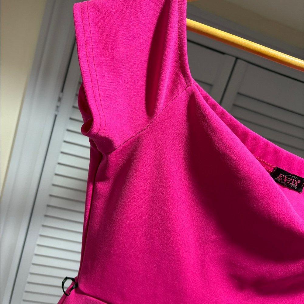 Pink Peplum Dress - Picture 2 of 8
